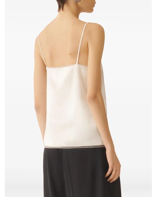 Fabiana Filippi White Satin V-Neck Top