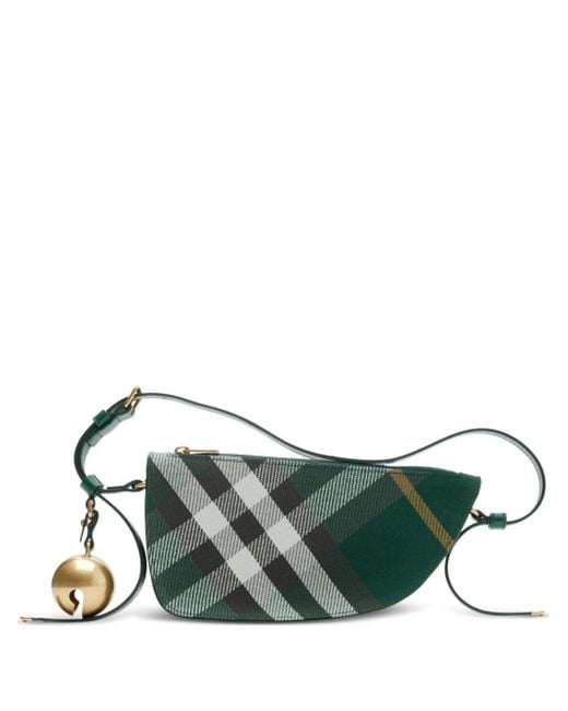 Mini sac à bandoulière Shield à carreaux Burberry en coloris Green