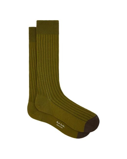 Paul Smith Green Chaussettes En Maille À Design Côtelé for men