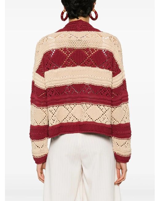 LaDoubleJ Red Cotton-Blend Striped Bolero Cardigan