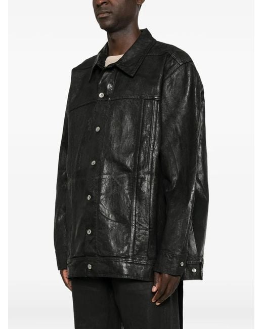 Rick Owens Black Button-Up Denim Jacket for men