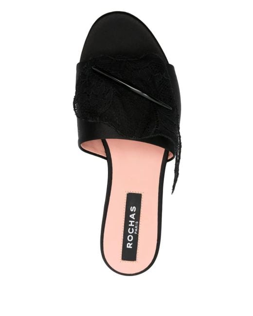 Rochas Lace-detail Sandals Black