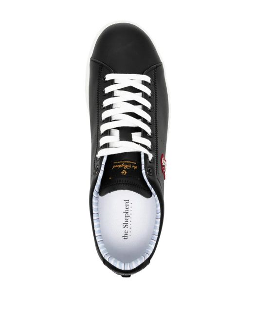 Undercover Black Logo-Patch Leather Sneakers for men