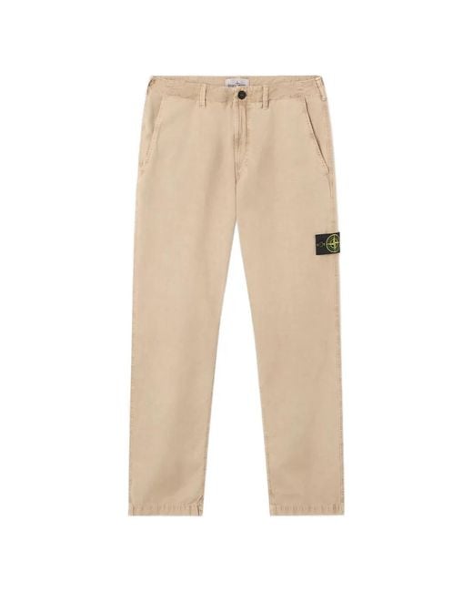 Pantaloni Con Applicazione Compass di Stone Island in Natural da Uomo