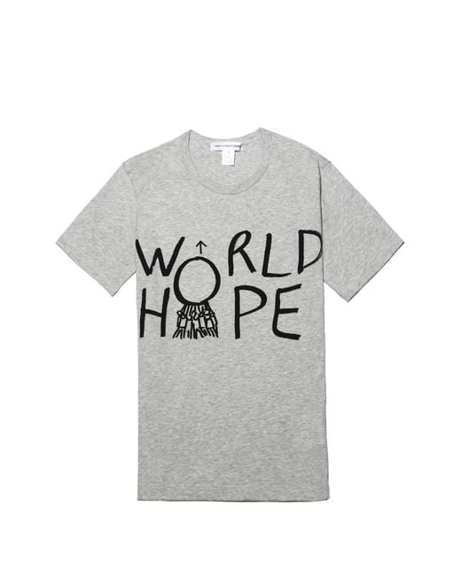 Comme des Garçons Gray Front-Print Cotton T-Shirt for men