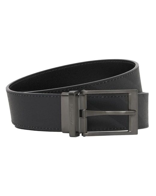 Burberry Black Reversible London Check Belt for men
