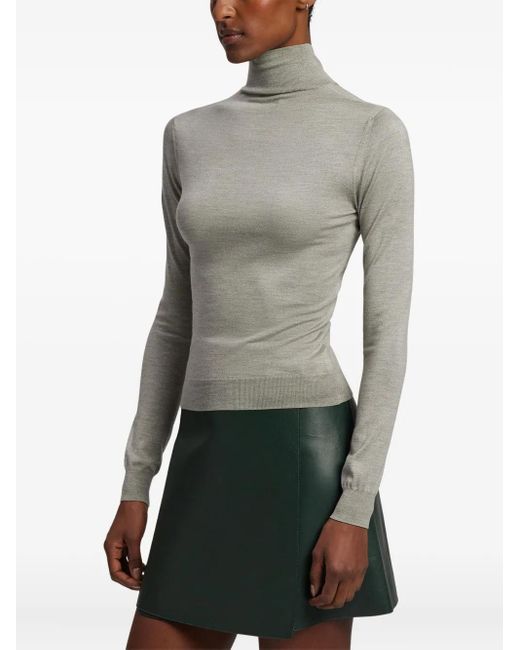 Ralph Lauren Gray Silk Long-Sleeve Top