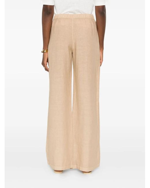 120% Lino Natural Elastic-Waist Linen Trousers