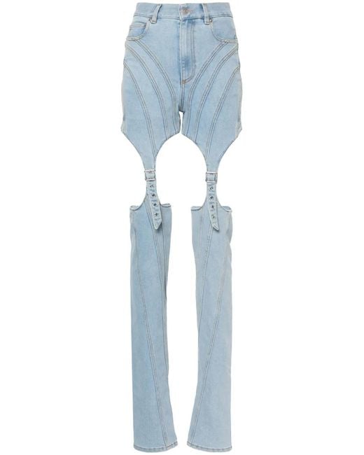 Mugler Blue Cut-Out Skinny Jeans