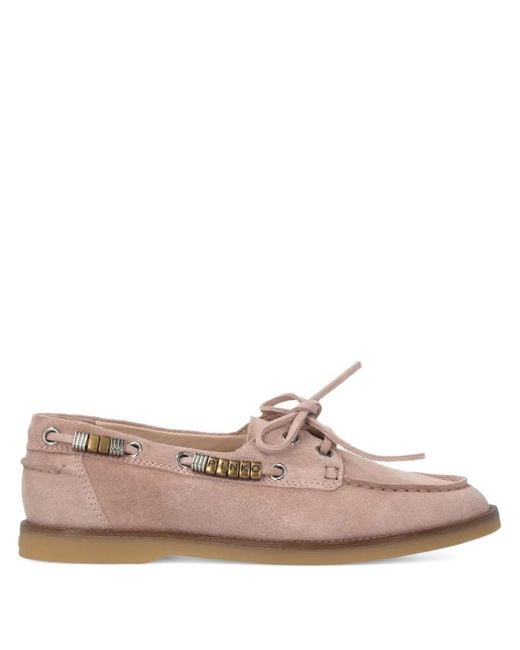 Pinko Pink Suede Moccasins With Jewel Details