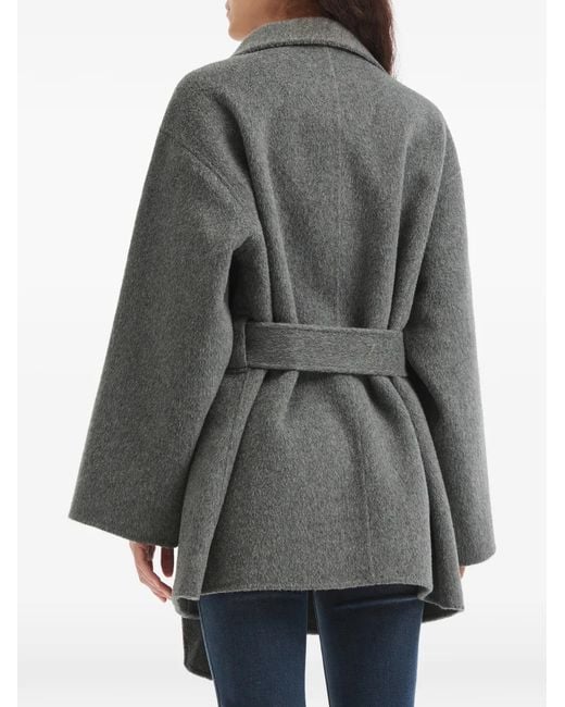 B+ AB Gray Double-Breasted Belted Coat