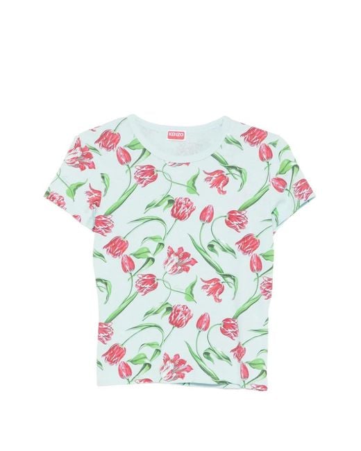 KENZO White Floral-Print T-Shirt