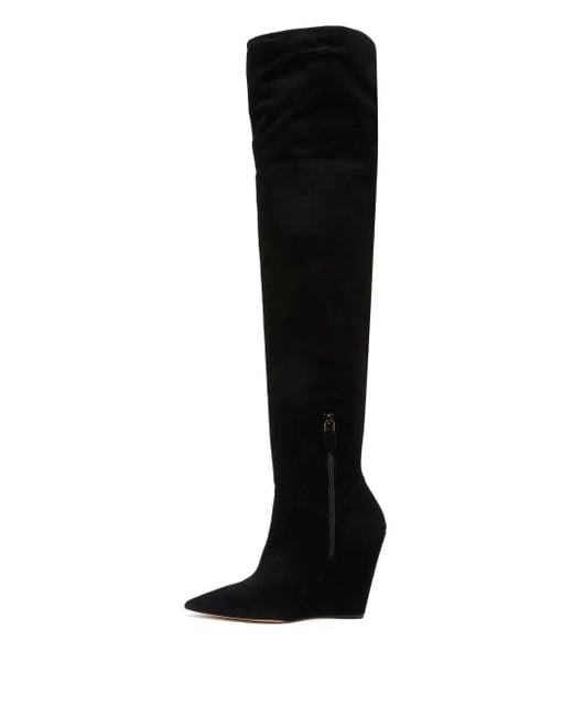 Stuart Weitzman 100 Mm Saloon Overknee Laarzen Met Puntige Neus En Sleehak in het Black