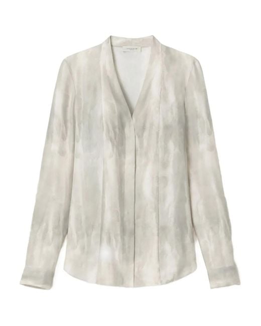 Lafayette 148 New York Blouse Met Tie-Dye Patroon in het White