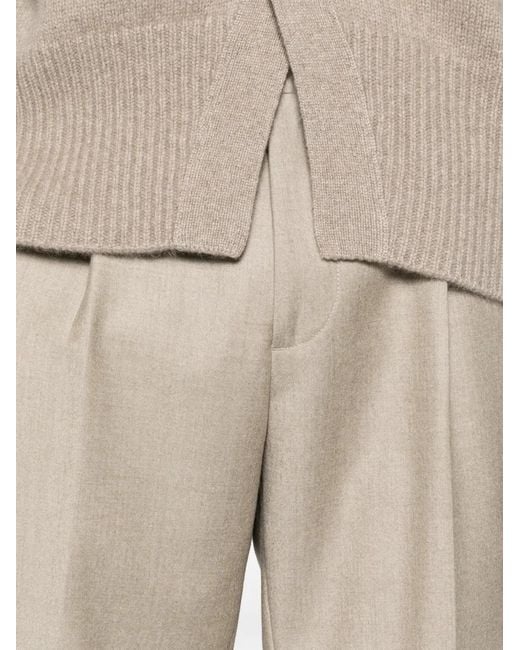 Dell'Oglio Natural Pleated Tailored Trousers for men