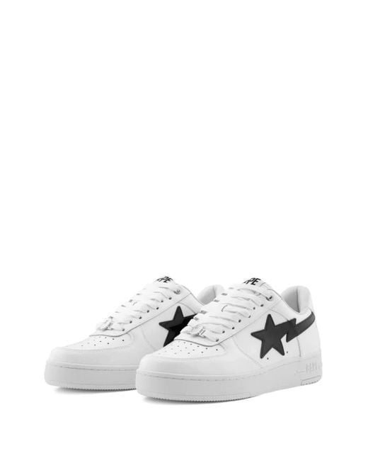A Bathing Ape White Logo-Patch Sneakers for men