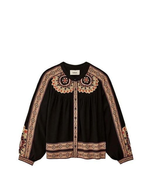 Ba&sh Black Valda Blouse With Ochre Print