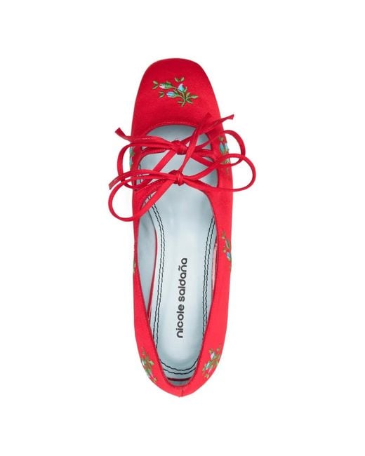 Nicole Saldanã Red Isabel Floral-Embroidery Pumps