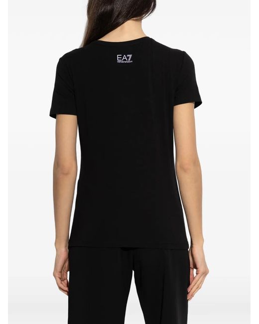 Camiseta Con Logo De Lentejuelas EA7 de color Black