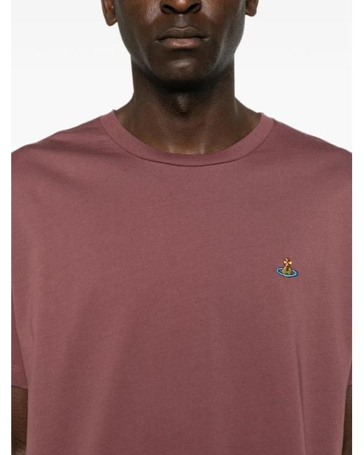 Vivienne Westwood Pink Orb-Embroidered T-Shirt for men