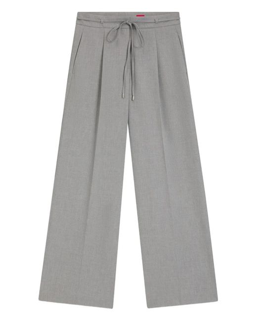 HUGO Gray Drawstring-Fastening Pleated Trousers