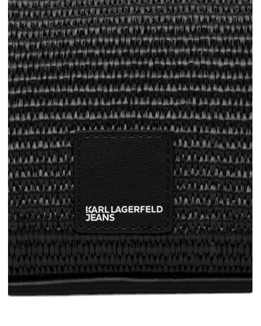 Karl Lagerfeld Black Logo-Patch Cross Body Bag