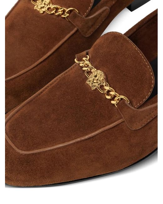 Versace Brown Medusa Suede Loafers