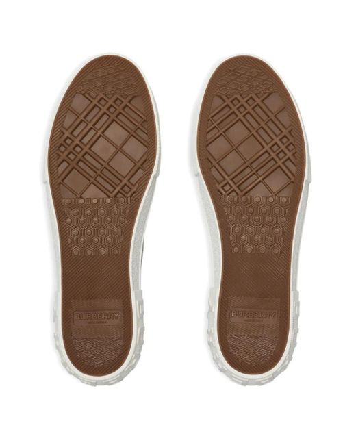 Burberry Gray Low-Top Sneakers With Check Design And Embossed Detailing for men