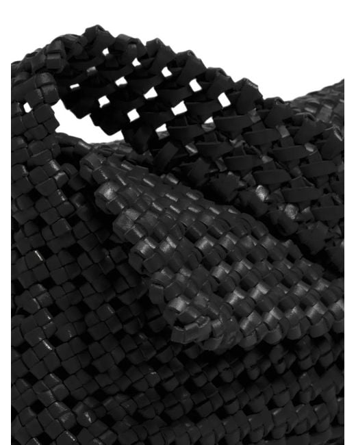 Bimba Y Lola Black Medium Plaited Leather Hobo Bag