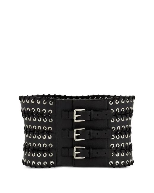 Ludovic de Saint Sernin Black Show Eyelet Buckle Leather Belt