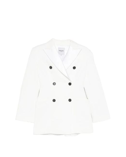 LA PISCINE White Double-Breasted Peaked-Lapel Blazer