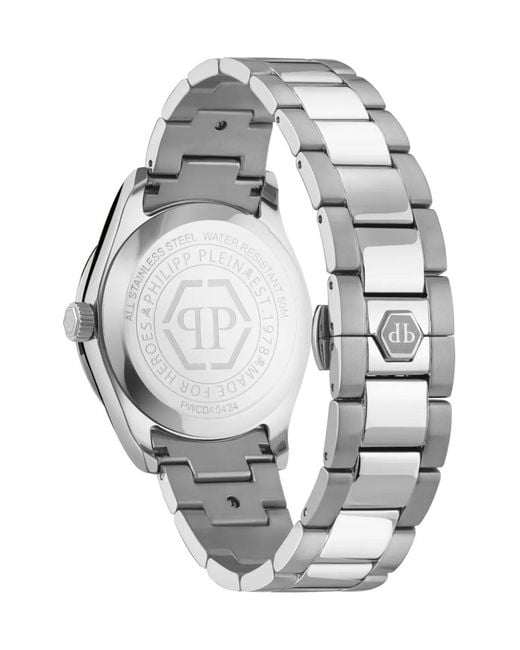 Philipp Plein Blue Stainless Steel Geometric Dial Watch
