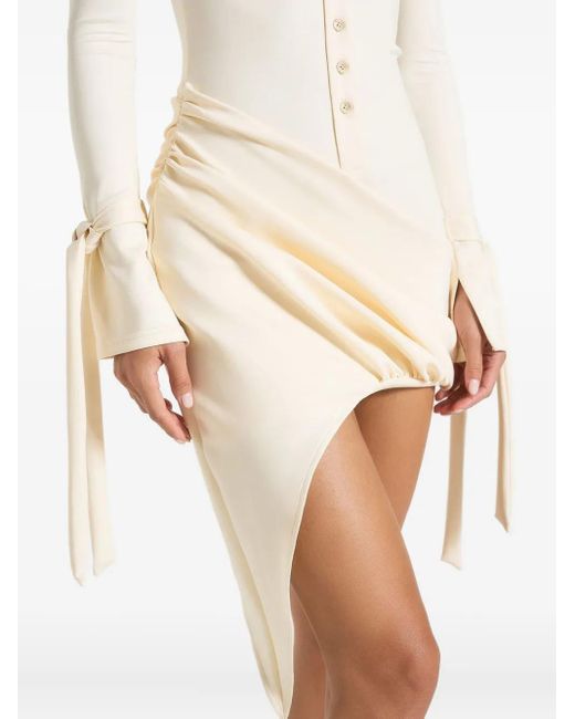 Manière De Voir Natural Diane Asymmetric Draped Mini Dress