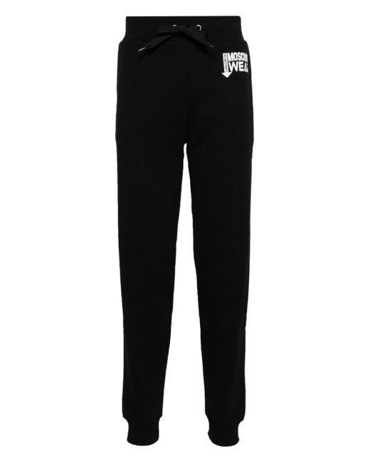 Pantaloni sportivi con applicazione di Moschino in Black da Uomo