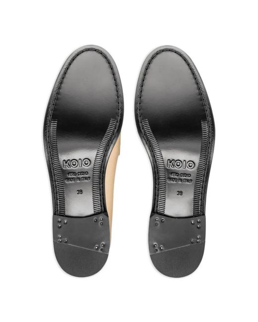 Koio Natural Penny Slot Strap Loafers