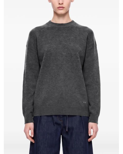 Victoria Beckham Gray Logo-Plaque Drop-Shoulder Sweater
