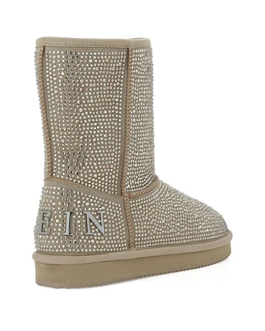 Philipp Plein Brown Embellished Logo Boots