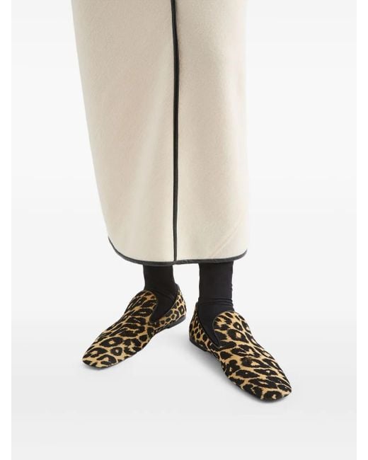 Jil Sander Black Leopard-Print Loafers