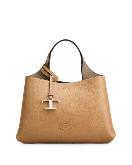 Tod's Natural Micro Leather Tote Bag