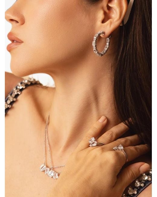 Fantasia by Deserio White Hoop Earrings