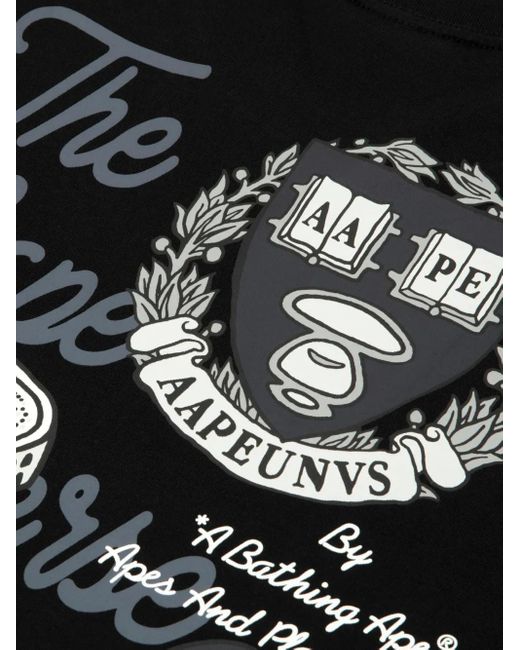 Aape By A Bathing Ape Black Ape University-Style T-Shirt for men