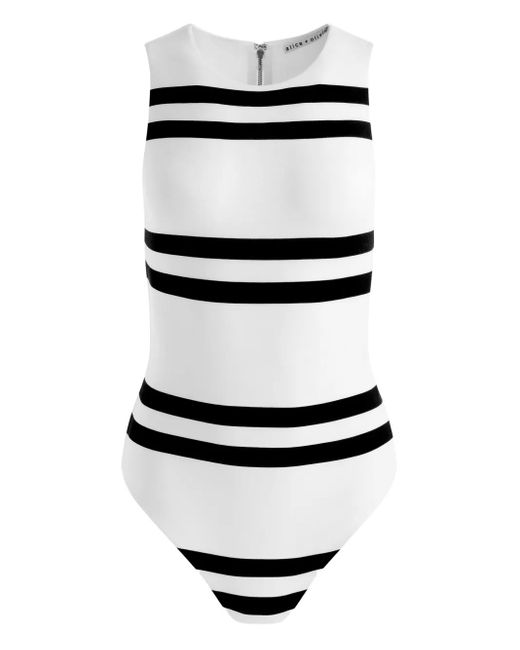 Alice + Olivia White Ärmelloser Rothy Body Mit Streifenmuster