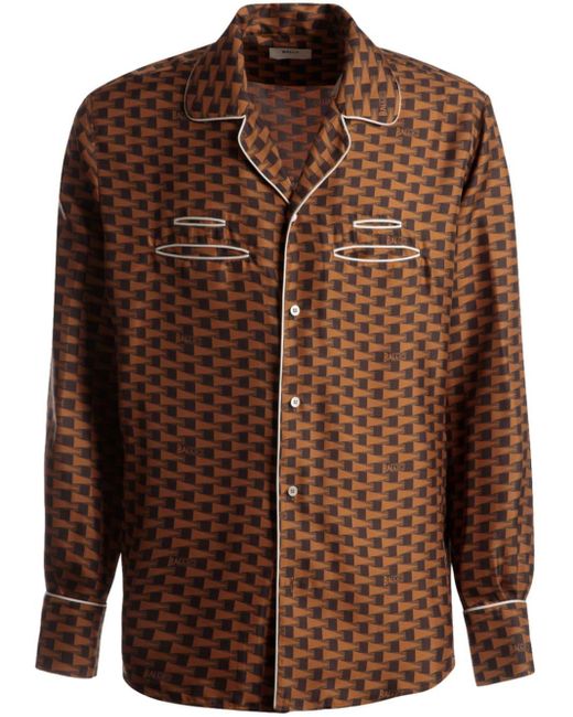 Bally Pennant Silk Shirt in Brown for Men | Lyst Canada