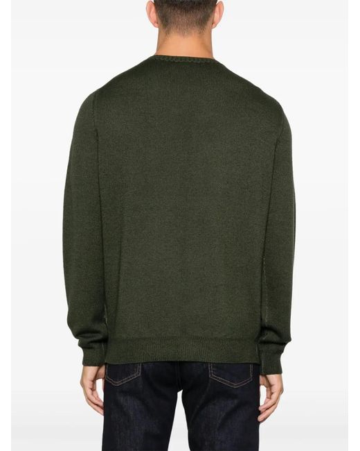 Fedeli Green Merino-Wool Sweater for men