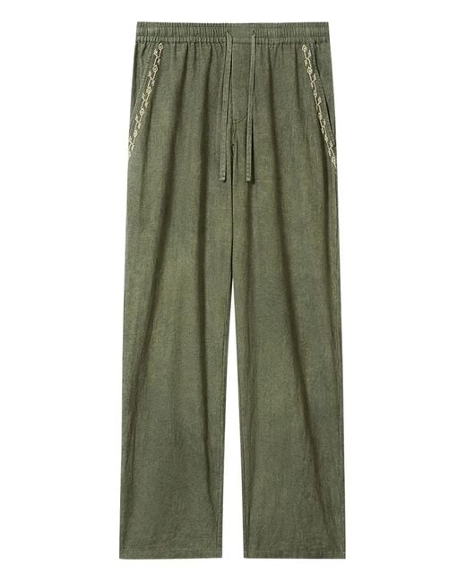 Isabel Marant Green Zabel Drawstring Embroidered Trousers for men