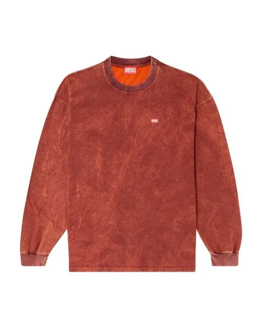 DIESEL T-Boxt-Ls-T3 T-Shirt Met Acid-Wassing En Lange Mouwen in het Red voor heren