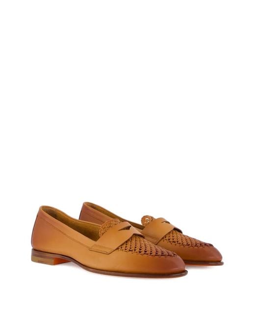Santoni Brown Leather Loafers
