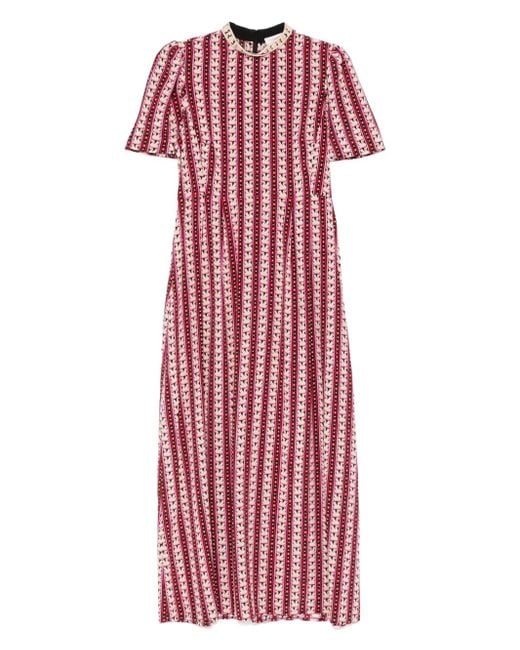 Muzungu Sisters Red Graphic-Print Midi Dress