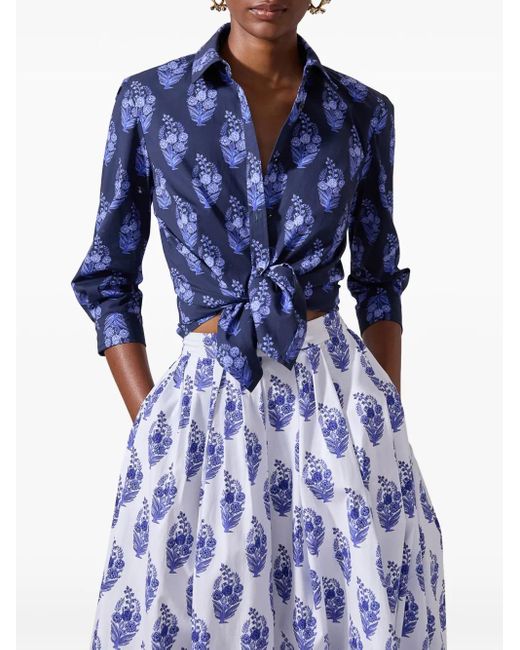 Carolina Herrera フローラル ブロック スカート Blue