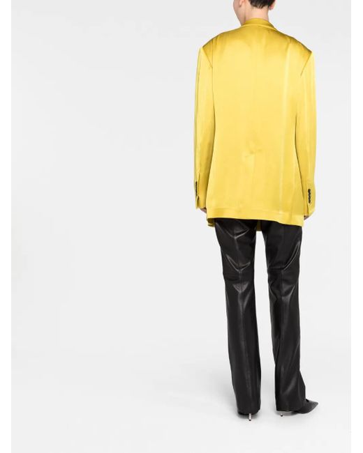 Tom Ford Yellow Double-Breasted Satin Blazer